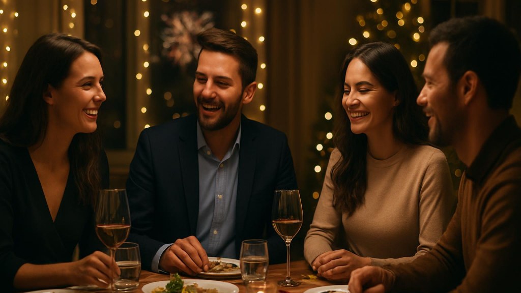 Gruppo di adulti in contesto sociale per Capodanno